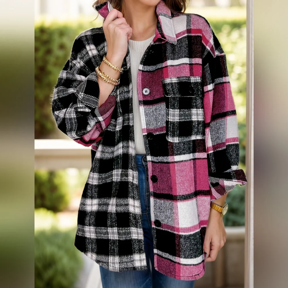 Blushing Nights Plaid Shacket